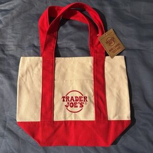 Trader Joe's Red and White Mini Tote Bag